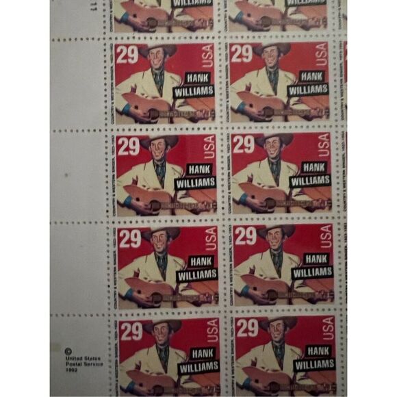 MNH 1993 Legends of Music Sheet of 40 Hank Williams 29c Postage Stamps Extremely - Picture 2 of 2